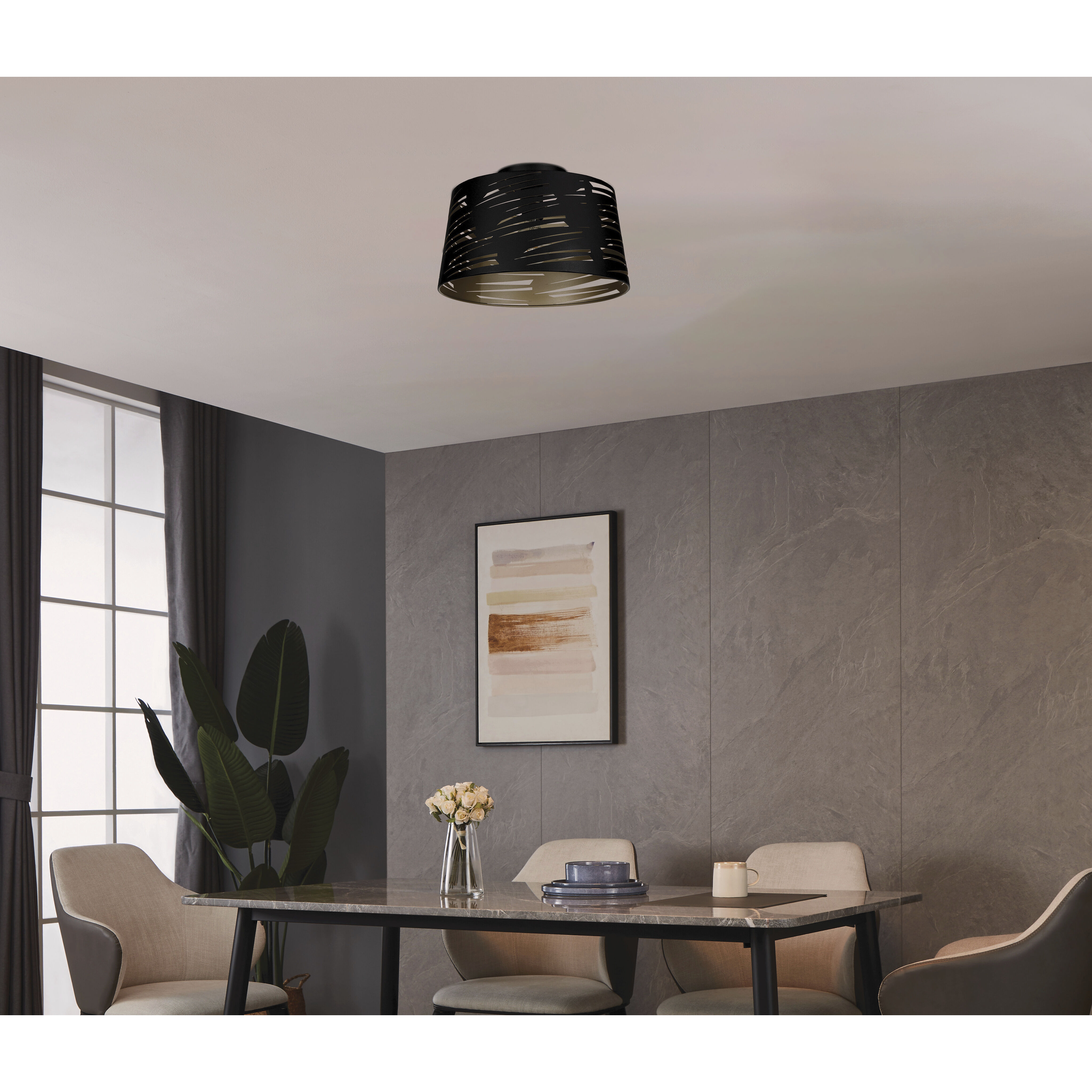 Akers Mill 1 Light 15.04 inch Black and Gold Flush Mount Ceiling Light